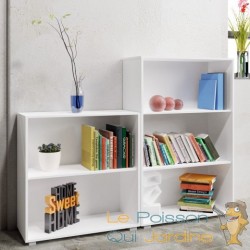 Set d'Étagère 115 cm + 77 cm de haut Colonne bibliothèque Couleur blanche