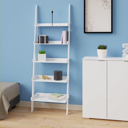 Étagère murale Genre échelle - 5 tablettes - 180 cm Blanche