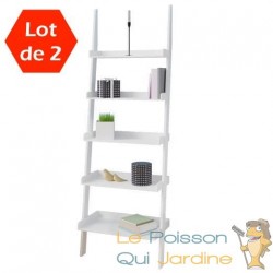 Étagère murale Genre échelle - 5 tablettes - 180 cm Blanche