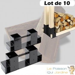 10 supports en métal pour rangement du bois de chauffage