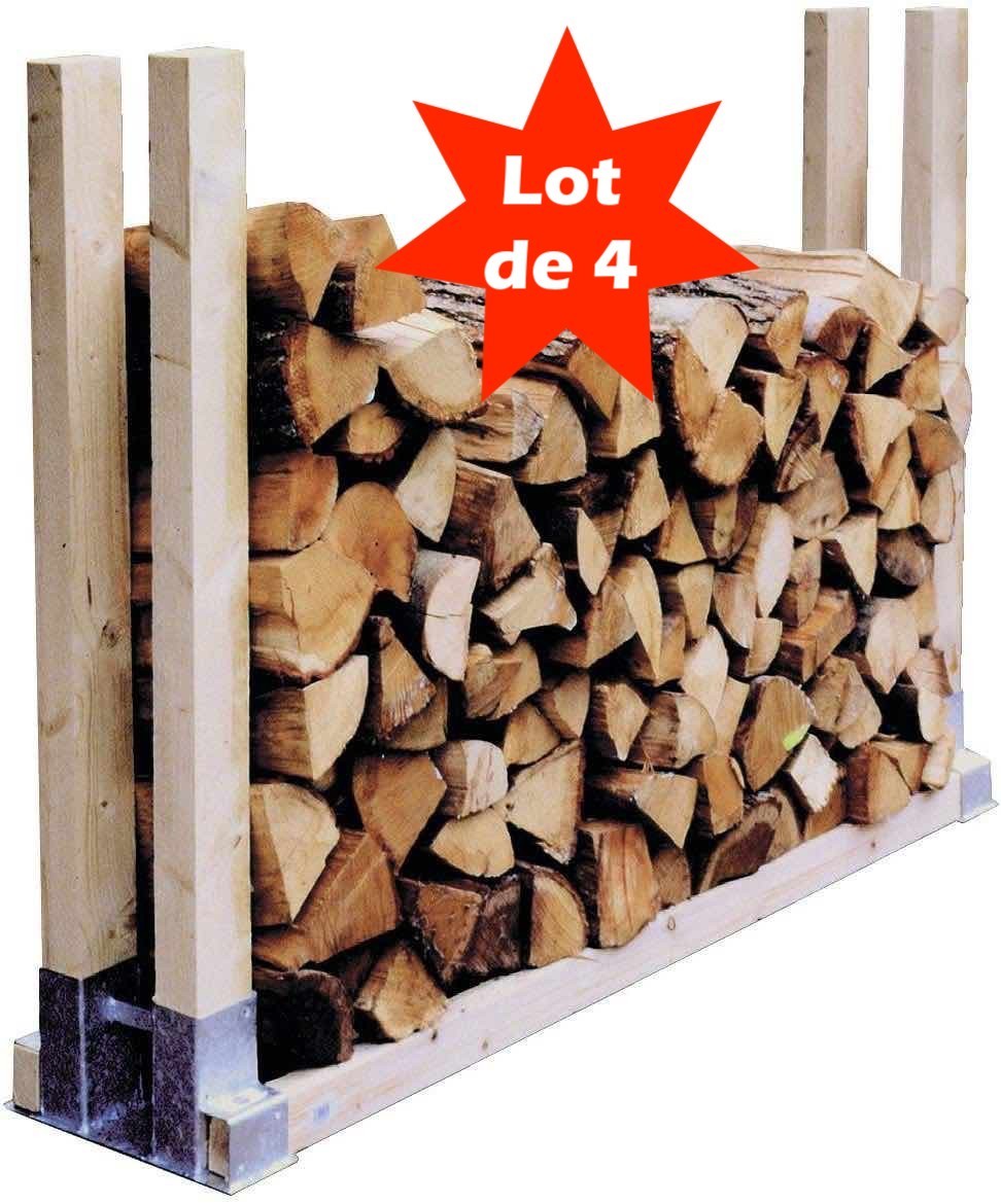 4 Range Bûches Supports Argenté Pour Rangement - Stockage Du Bois De Chauffage