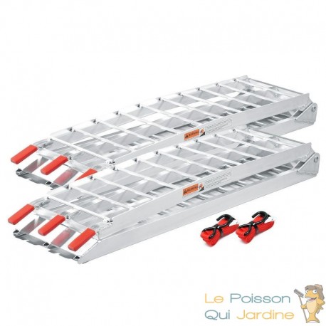 Paire de Rampes de chargement moto pliable 680 kg 226 cm de long