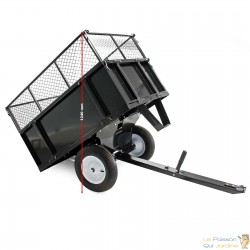 Remorque basculante pour auto portée et quads 114 x76 x 30cm avec grille 300 kg max