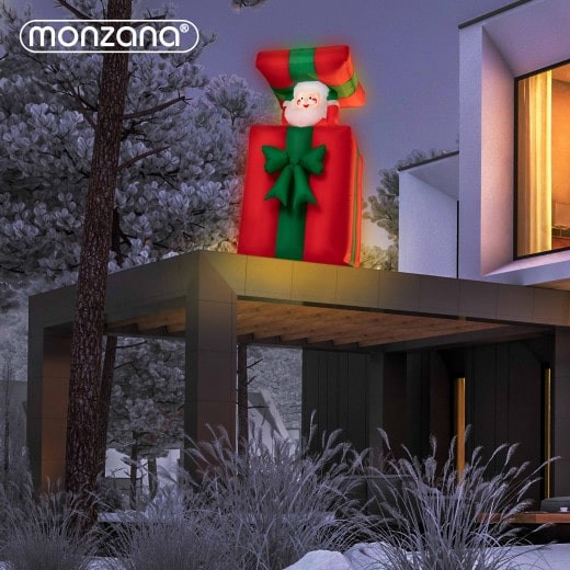 Décoration Gonflable Père Noël dans cadeau monte et descend 152 cm
