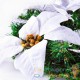 Couronne de Noël 25cm blanche Fleurs et boules
