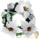 Couronne de Noël 25cm blanche Fleurs et boules