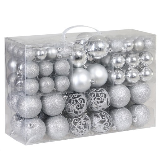 100 Boules de Noël Argentées pour décorer votre sapin