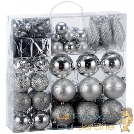 103 Boules & décorations de Noël Argentées pour décorer votre sapin de Noël