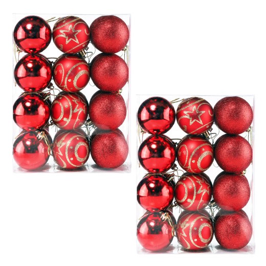 48 Boules de Noël Rouges pour décorer votre sapin de Noël