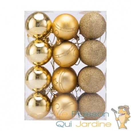 24 Boules de Noël Dorées pour décorer votre sapin de Noël