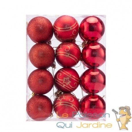 24 Boules de Noël Rouges pour décorer votre sapin de Noël