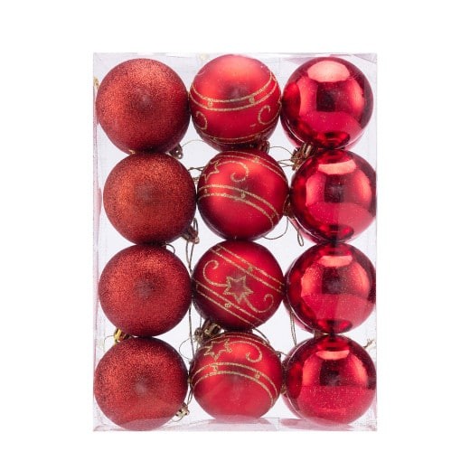 24 Boules de Noël Rouges pour décorer votre sapin de Noël