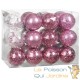 24 Boules de Noël Rose Pailleté 7 cm pour décorer votre sapin de Noël