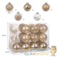 24 Boules de Noël Champagne 8 cm pour décorer votre sapin de Noël