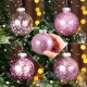 24 Boules de Noël Rose Pailleté 8 cm pour décorer votre sapin de Noël