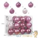 24 Boules de Noël Rose Pailleté 8 cm pour décorer votre sapin de Noël