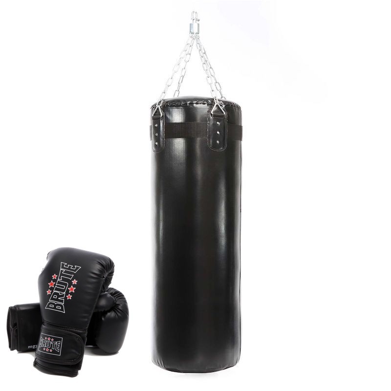 Sac de frappe 120 cm + gants de boxe Boxeur aguérris : Pack d'entrainement complet