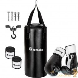 Sac de frappe 56 cm + gants de boxe + protections maisn : Pack d'entrainement débutant