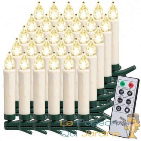 30 Bougies LED Blanc Chaud pour Sapin de Noël : Télécommande incluse - Le  Poisson Qui Jardine