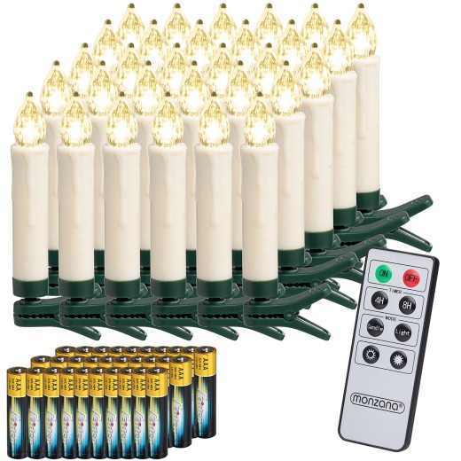 30 Bougies LED Blanc Chaud pour Sapin de Noël : Piles et Télécommande incluses