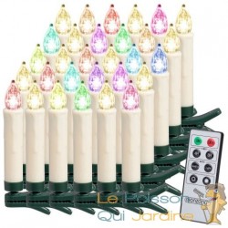 30 Bougies LED Multicolores pour Sapin de Noël : Télécommande incluse