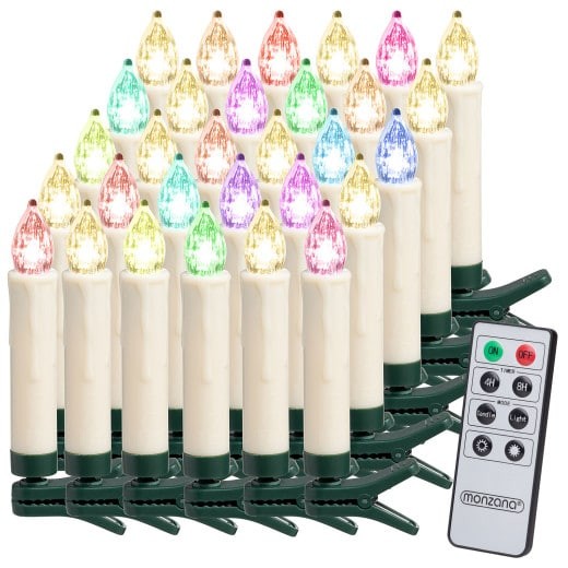 30 Bougies LED Multicolores pour Sapin de Noël : Télécommande incluse