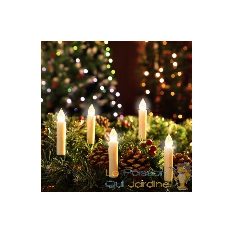 20 bougies LED pour sapin de Noël avec télécommande - coloris doré