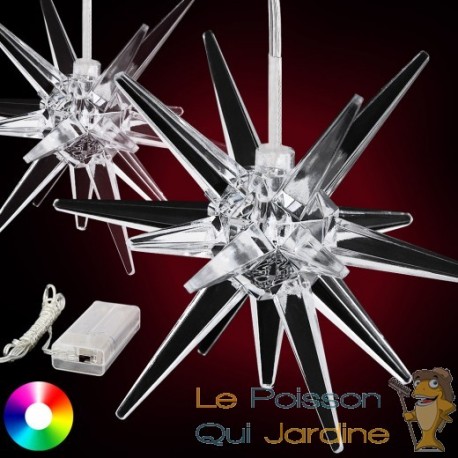 2 Étoiles de Noël Multicolores 9 cm pour décorer votre sapin de Noël