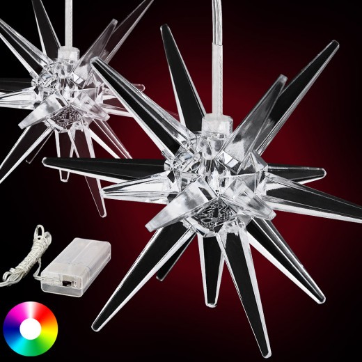 2 Étoiles de Noël Multicolores 9 cm pour décorer votre sapin de Noël