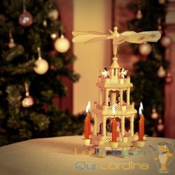 Décoration Table Pyramide bougeoir de Noël en bois naturel 18 pièces