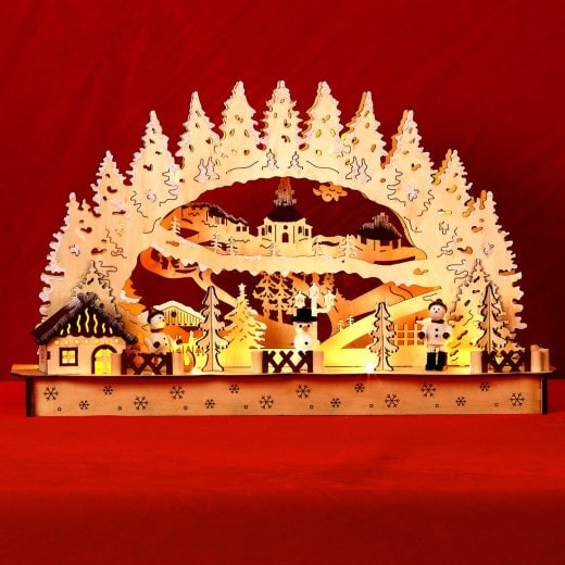 Arche de Noël, avec 8 LED, decor de Noël pour table, appui de fenêtre