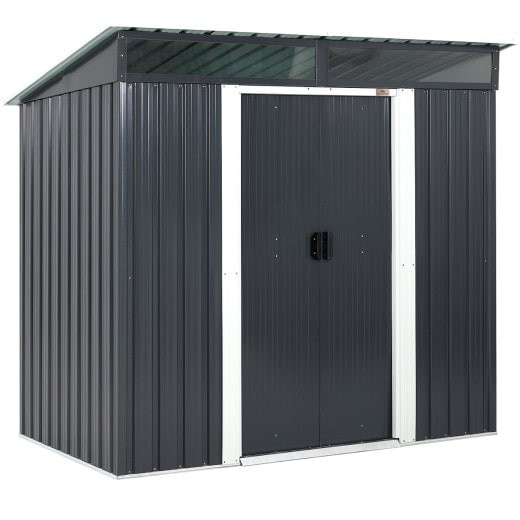 Abri de jardin en métal Gris 196 X 122 cm. Avec fondations incluses