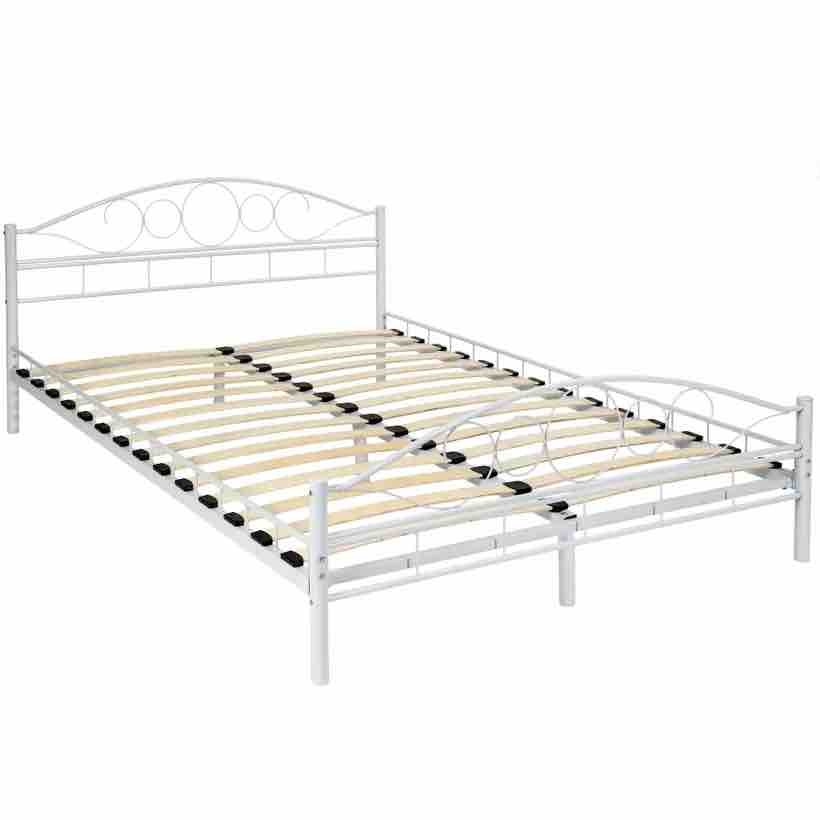 Lit métallique Blanc avec sommier 200 X 180 cm