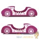 Lit pour enfants Voiture de sport de couleur rose.