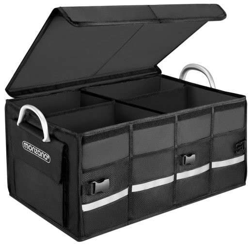 Boîte de rangement de coffre de voiture noire boîte de rangement de grande  capacité sac de rangement en cuir pliable 34*30*30cm - Cdiscount Auto