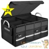 Lot de 2 Caisses / sacs de Rangement coffre de voiture noir 60x35x30cm