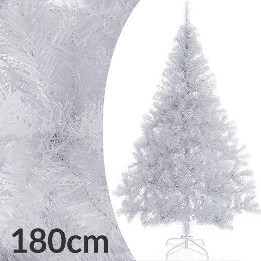 Sapin de Noël Blanc artificiel 180 cm avec 533 branches et pied support -  Le Poisson Qui Jardine