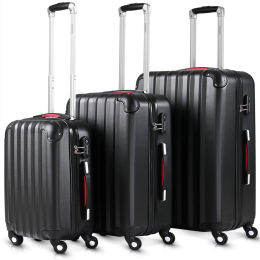 3 Valises Rigides Solides Noires 34 - 60 - 89 litres. Qualité et facilté pour le voyage