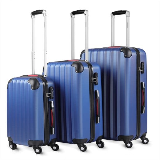 3 Valises Rigides Solides Bleues 34 - 60 - 89 litres. Qualité et facilté pour le voyage