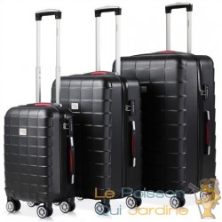 3 Valises Rigides Solides Noires 40 - 80 - 105 litres. Qualité et facilté pour le voyage