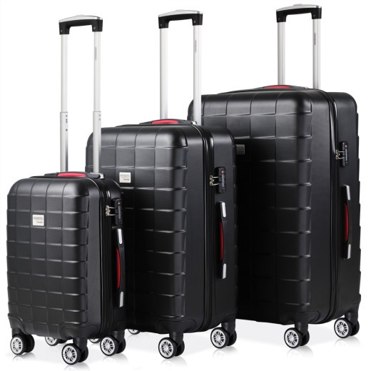 3 Valises Rigides Solides Noires 40 - 80 - 105 litres. Qualité et facilté pour le voyage