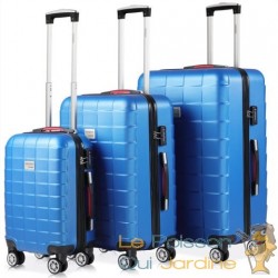 3 Valises Rigides Solides Bleues 40 - 80 - 105 litres. Qualité et facilté pour le voyage