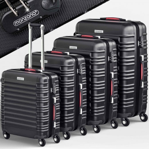 4 Valises Rigides Solides Noires 34 - 55 - 84 - 120 litres. Pour le voyage court et long
