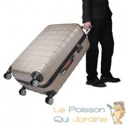 Valise Rigide Solide Champagne 105 litres. Qualité et facilté pour le voyage