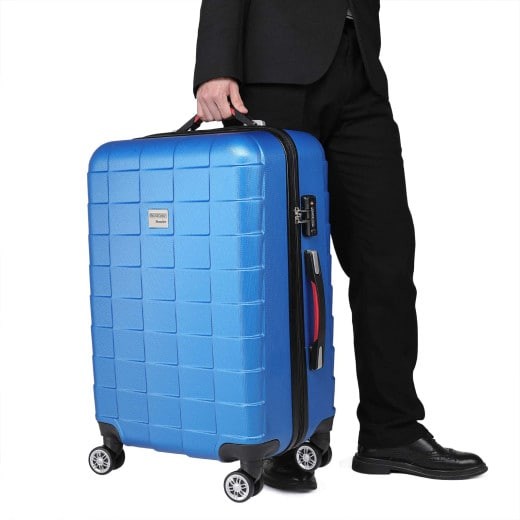 Valise Rigide Solide Bleue 80 litres. Qualité et facilté pour le voyage