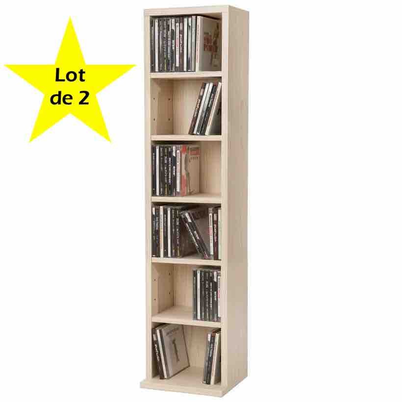 Lot de 2 Étagères murales Bibliothèques 90 cm de hauteur. 6 compartiments Marron hêtre