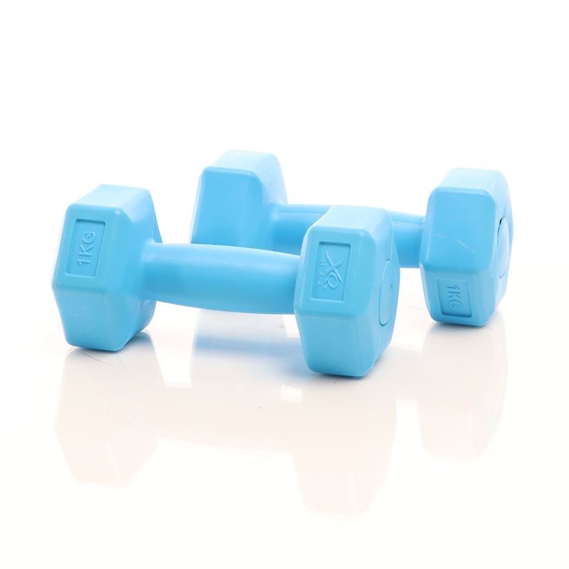 2 haltères fitness de 1kg chaque. En néoprène, pour une Musculation Efficace