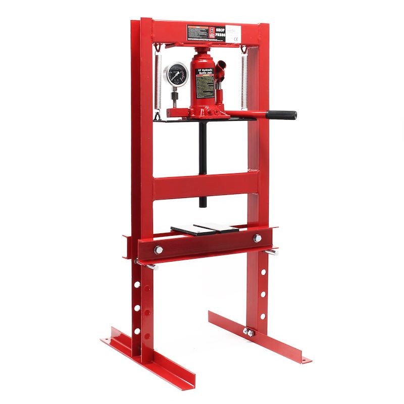 Presse d'atelier hydraulique de 6 tonnes + manomètre Rouge