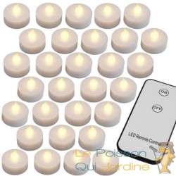 30 Bougies LED Blanc Chaud pour Table de Noël décoration maison : Télécommande incluse