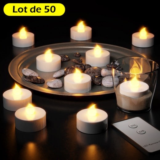 50 Bougies LED Blanc Chaud pour Table de Noël décoration maison :  Télécommande incluse - Le Poisson Qui Jardine